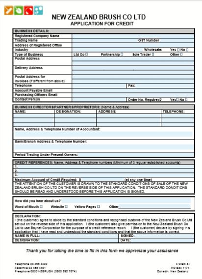 Account Application Form