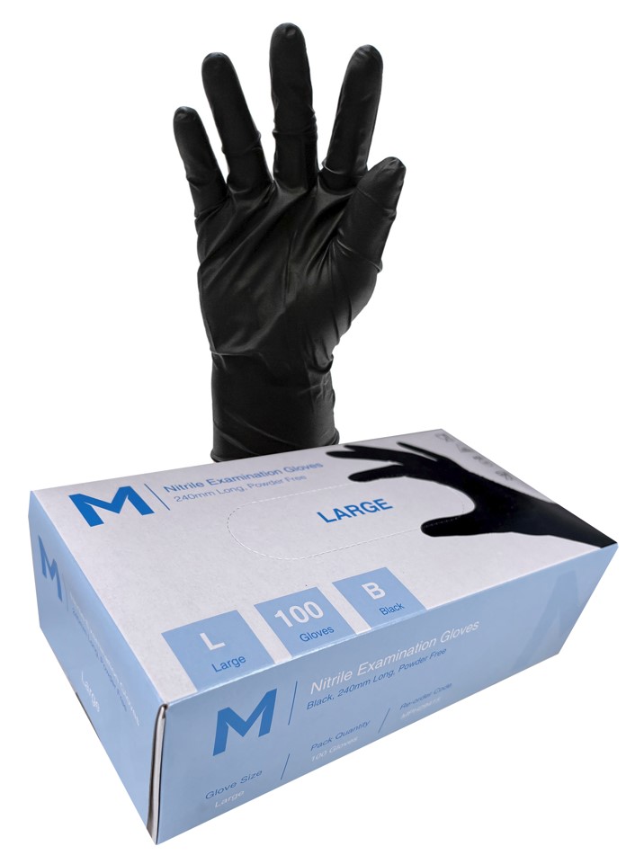 Nitrile Examination Black Powder Free Gloves 7.0g